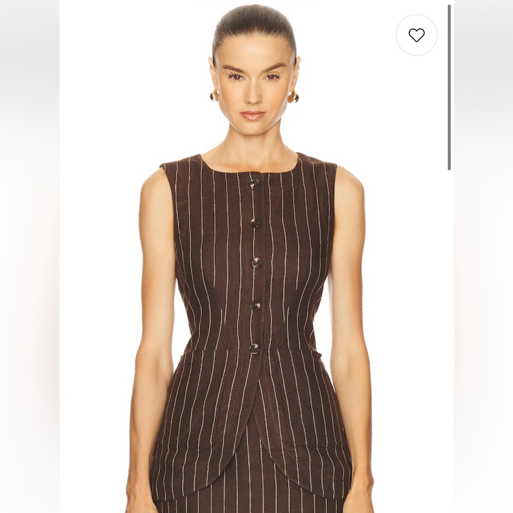 *NWT* Posse Emma Vest in Chocolate & Cream Pinstripe